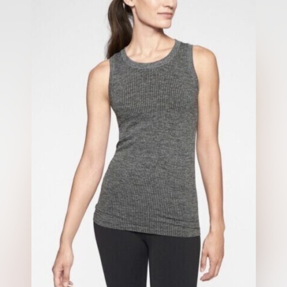 Athleta Renew Full Length Dark Gray Ribbed Tank Top
